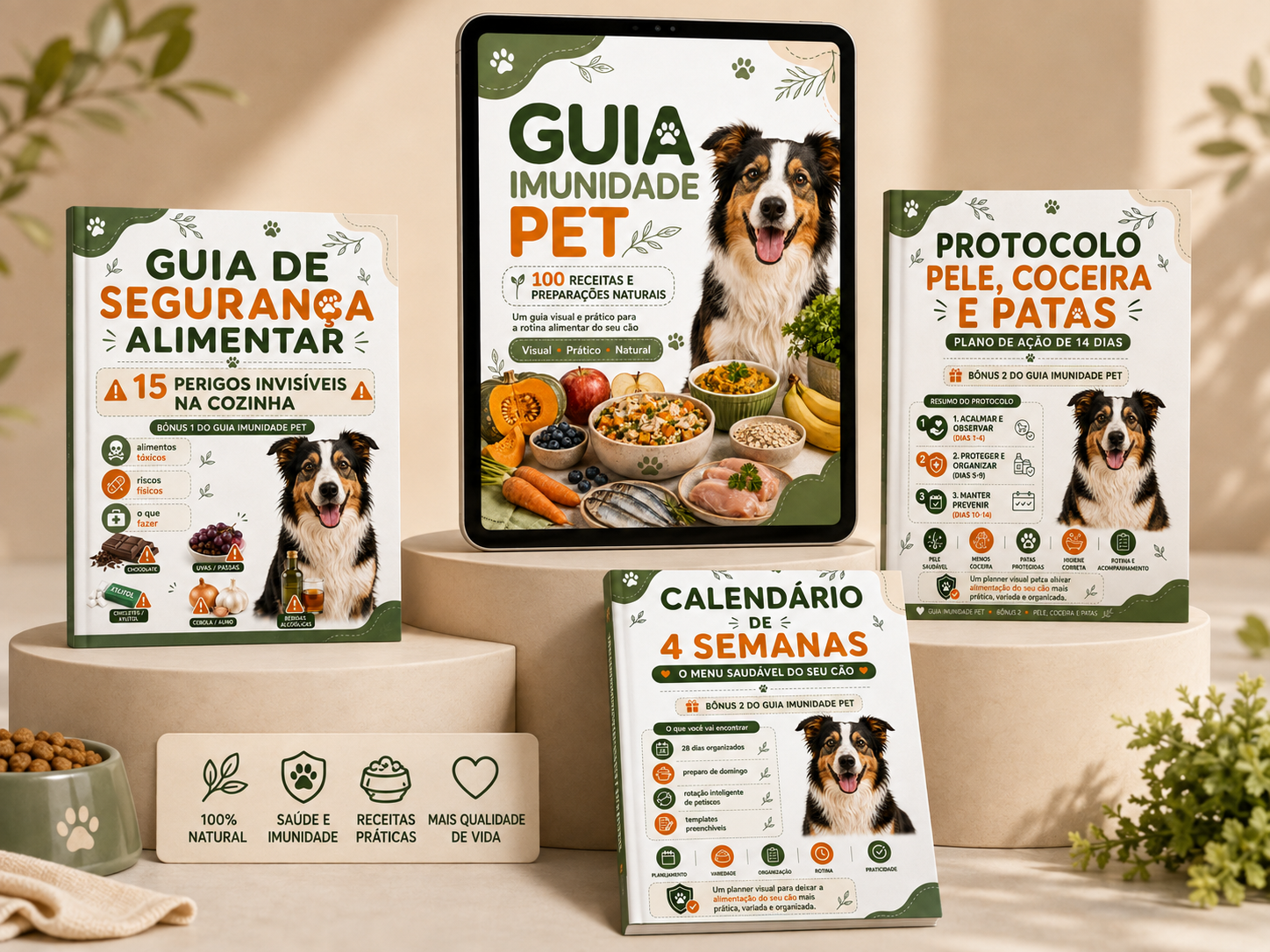Mockup dos e-books do Sistema Imunidade Pet